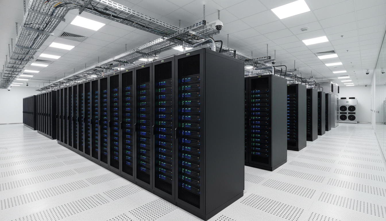現代化香港數據中心內部機櫃排列